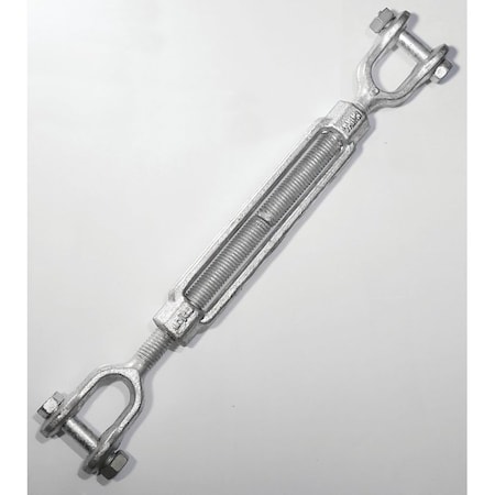 Baron Mfg Co 19-5/8X6 Turnbuckle, 3500 Lb Working Load, 5/8 In Thread, Jaw, Jaw, 6 In L Take-Up, Galvanized Steel 19586