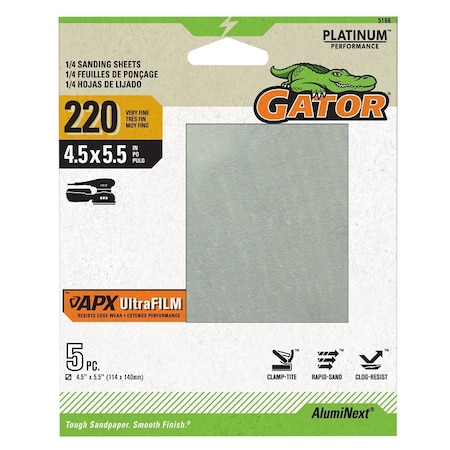 Gator PAPER SAND 1/4 220GR 4.5X5.5IN 5166