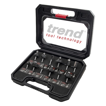 Trend Tool Technology 12 Piece Router Cutter Starter Set, 1/4 Inch Shank, Tungsten Carbide Tipped, SET/SS8X1/4TC U*SET/SS8X1/4TC