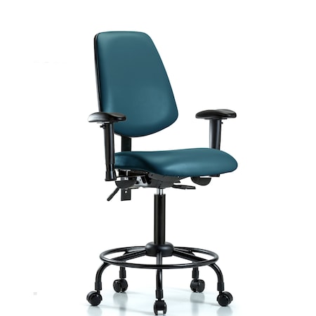 Blue Ridge Ergonomics Vinyl Chair, Vinyl, Adjustable Arms BR-VMBCH-MB-RT-T1-A1-RC-8801