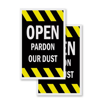 Signmission Open Pardon Our Dust, Vinyl Decals Only 24 Inch x 36 Inch, Vinyl Decal, 2PK DSB-2436-2PACK-Open Pardon Our Dust