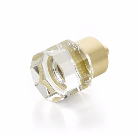 Schaub City Lights Round Multi Sided Glass Knob Satin Brass Finish 55-SB