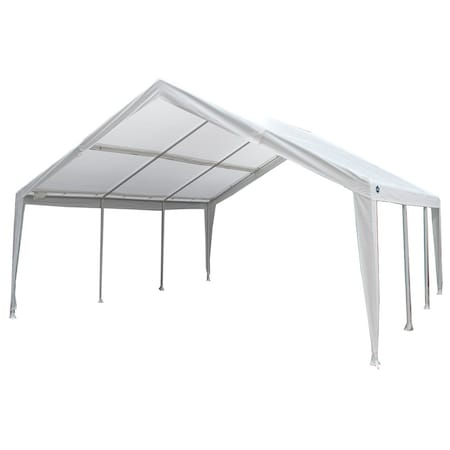 King Canopy Expandable Canopy 12ftx20ft / 20ftx20ft, Steel Frame, 8-Leg, White EX1220