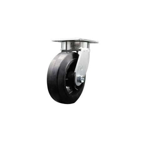 Service Caster 6 Inch Kingpinless Rubber on Steel Wheel Swivel Top Plate Caster SCC-KP30S620-RSR