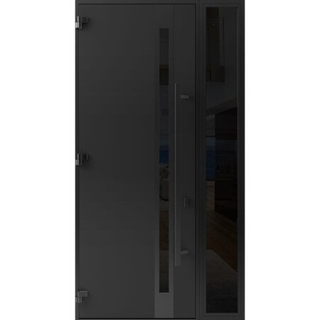 Vdomdoors Front Exterior Prehung Steel Door Ronex1033 Teak 96 Sidelight Exterior Window Sidelite Entry Metal RONEX1033EXD-OAK-W36+16xH96-RH-I