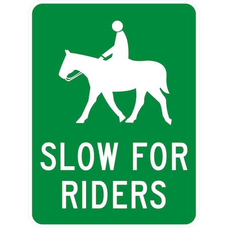 Lyle Slow For Riders (W/Sym), 18x24, High Intensity Prismatic, Green G-10384-HI_18x24