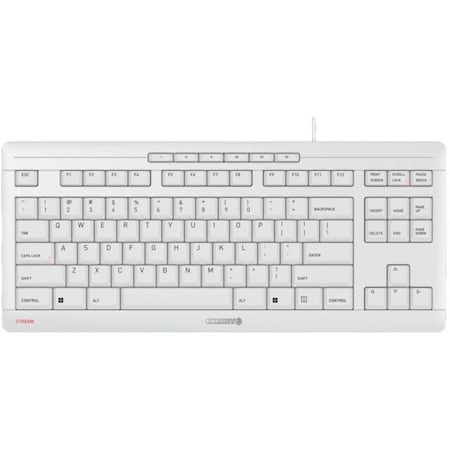 Cherry Americas CHERRY STREAM TKL Wired Keyboard - Compact, Pale Gray, Quiet, Cap Lock & Scroll LED's, Multimedia Keys JK-8600US-0