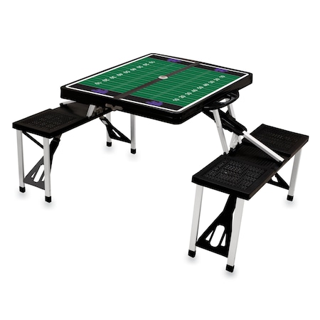 Picnic Time Family Of Brands Kansas State Wildcats - Football Field - Picnic Table Portable Folding Table, Black 811-00-175-255-0