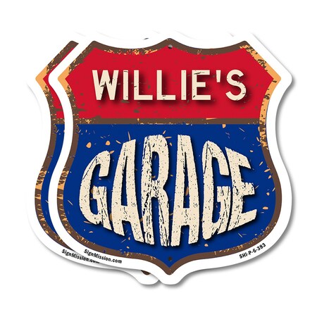 Signmission Willie's Garage, 6 inch X 6 inch, Plastic Sign, 2PK SHI-P-2PACK-6-383-WILLIE