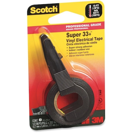 Scotch Electrical Tape, Plastic, 1/2"x200" , Black 194