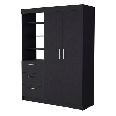 Homeroots 59" Black Accent Cabinet Soft Close With Three Shelves And One Drawer 518213
