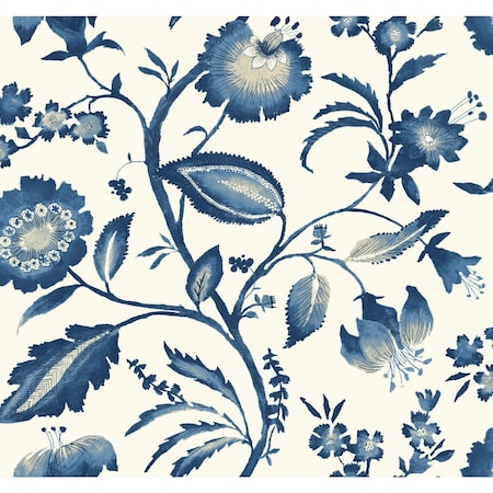 York Wallcoverings Watercolor Jacobean Blue and White Wallpaper AT7021