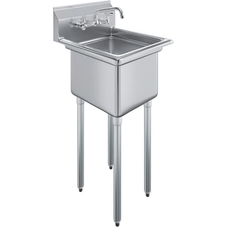 Amgood 24 in. x 23.5 in. Stainless Steel One Compartment Sink w/Faucet and 18 in. x 18 in. x 12 in. Bowl AMG SINK S1C-181812-F-K-Z