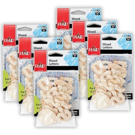 Plaid 1in Wood Letters, 6PK 96113