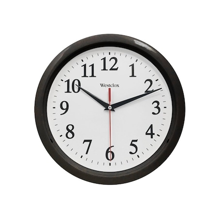 Westclox Clock, Round, Black Frame, Plastic Clock Face, Analog White 461861