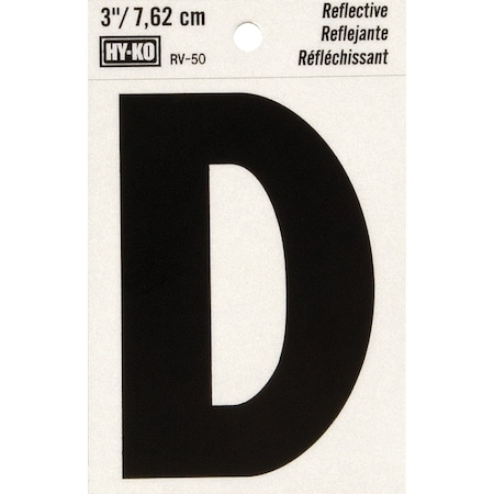 Hy-Ko Vinyl 3'' Reflective Adhesive Letter D RV-50D