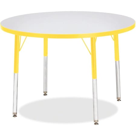 Jonti-Craft Berries Round Activity Table, 36 in. Diameter, A-height, Freckled Gray/Yellow/Gray 6488JCA007