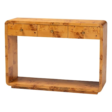 Bali & Pari Netra Modern and Contemporary Natural Real Burl Wood Console Table 253-13975-ZORO