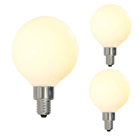Bulbrite 40w G16 Milky Dimmable (E12) Candelabra Scrw Bse Decorative Filament Milky LED Lght Bulb, 2700K, 3PK 861577