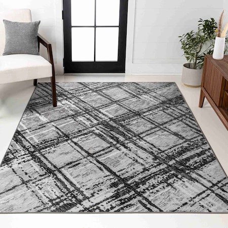 Jonathan Y Slant Modern Abstract Black/Gray 5 ft. x 8 ft. Area Rug SOR201D-5