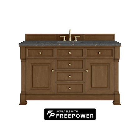 James Martin Vanities Brookfield 60 in. Single Vanity, Honey Oak w/ 3 CM Parisien Bleu Silestone Top 547-V60S-HNO-FPBL