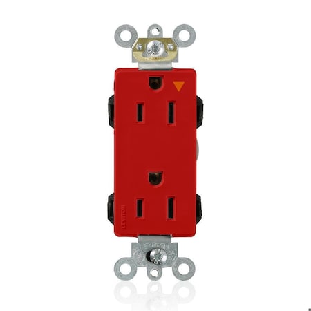 Leviton Straight Blade Receptacle, 5-15R, 15 A, 125V AC, Flush Mount, Isolated Ground M1626-IGR