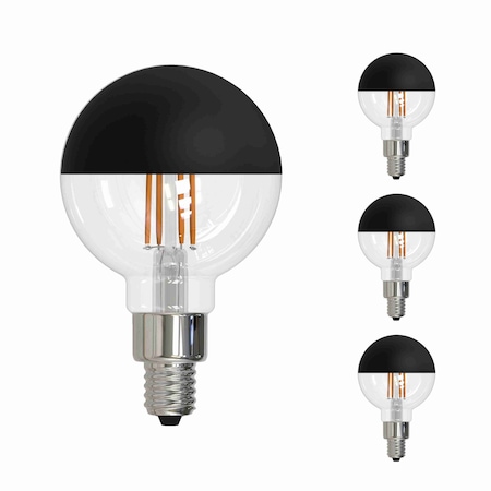 Bulbrite LED Filament, 2.5 Watt Dimmable G16 Light Bulb, Half Black Finish, E12 Base, 2700K 200 Lumens, 4PK 862062