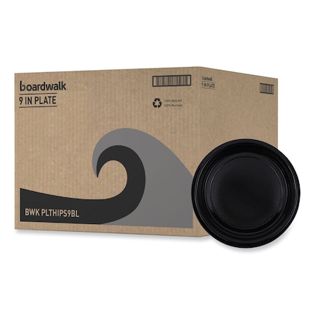 Boardwalk Disp Plastic Plate, 9 in, Black, PK500 BWKPLTHIPS9BL