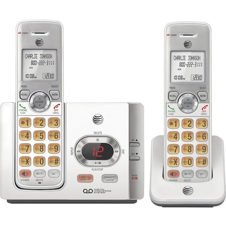 At&T Cordless Phone, w/2 Handsets, 5-3/5"x3-2/5"x5-3/5", Silver ATTEL52215