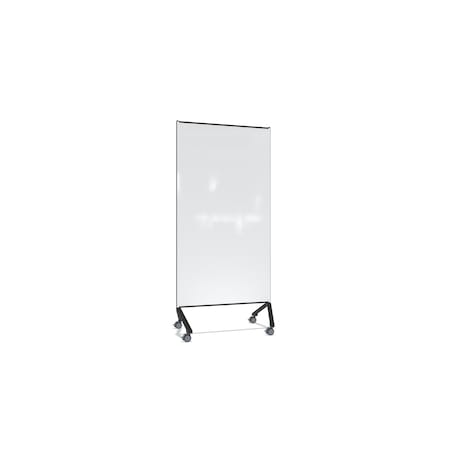 Ghent Pointe Mobile Glassboard, Non-Magnetic, 77''H x 36''W, White Painted Glass, Silver Frame PNT1UN7736SILWH