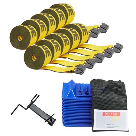Mytee Products Flatbed Tie Down Kit - 31 Pieces: 4 Inch Kinedyne Winch Strap, Winder, Corner... WS430K-PCP-WW-KIT