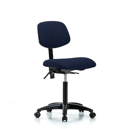 Blue Ridge Ergonomics Chair, Fabric, Med Bench, Tilt Casters, Nav, No Arms, 22" to 29" Height, Dark Blue BR-FMBCH-RG-T1-A0-NF-RC-F45