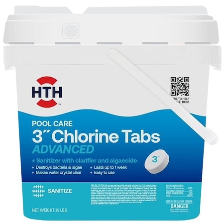 Hth 42055 Advanced Chlorine Tablet, 25 lb, Bleach, Chlorine, White 42055R