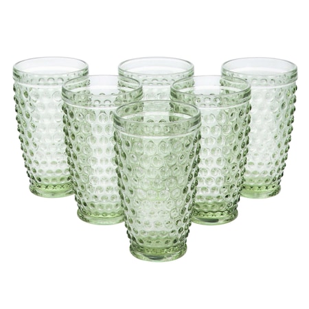 Martha Stewart 6 Piece Hobnail Handmade Glass Tumbler Set in Green 120575.01