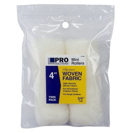 Signature White Woven 4in x 3/4in Nap Pro Solutions White Signature, White Woven Mini-Roller Cover, 2PK 41434