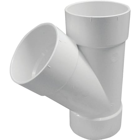 Canplas S&D Sewer Pipe Wye, 6 x 6 x 4 in, Hub, PVC, White, SCH 40 Schedule 414135BC