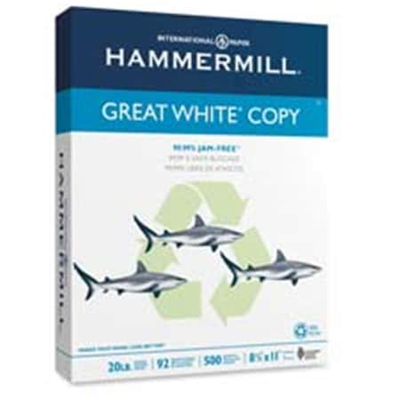 Hammermill Copy Paper- 20Lb- 92 GE-102 ISO- 8-.50in.x14in.- 500-RM- White HA462886