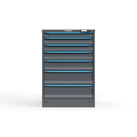 Strong Hold 7 drawer cabinet - (1x 2ft, 2x 3ft, 1x 4ft, 1x 5ft, 2x 7ft) - Blue accents - Electronic Lock S3044-PPRAS-0702FS