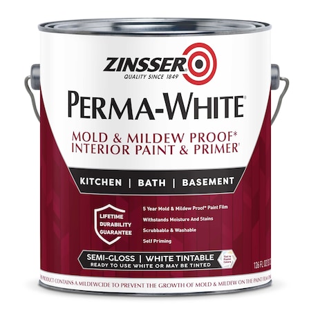 Zinsser Interior Paint, Semi-Gloss, Water Base, Semi-gloss, 1 gal 2761