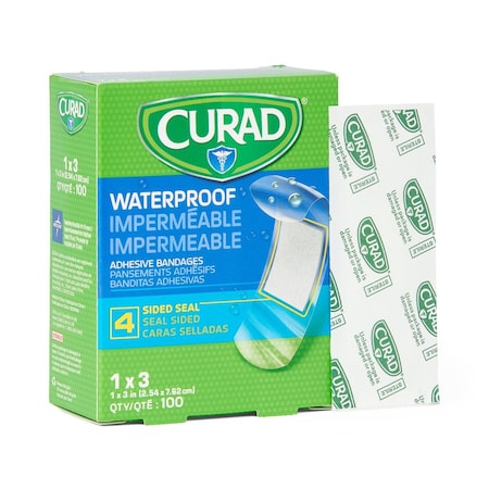 Medline CURAD Plastic Waterproof Adhesive Bandage, Sterile, 1in x 3in, Natural Color, 1200PK NON25670