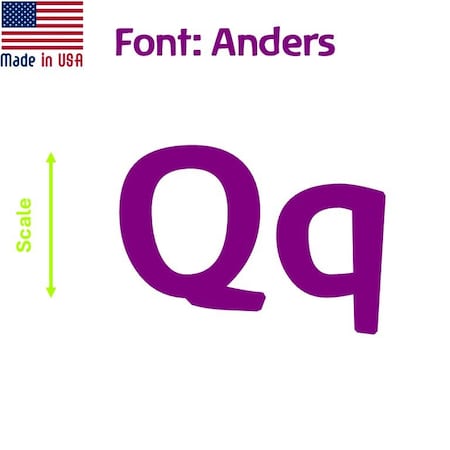 Aacc Self-Adhesive Vinyl Letter: q, Scale: 9 cm. Color: Purple Font: Anders by, 4PK AACC-Anders-lq-Purple-M9x4