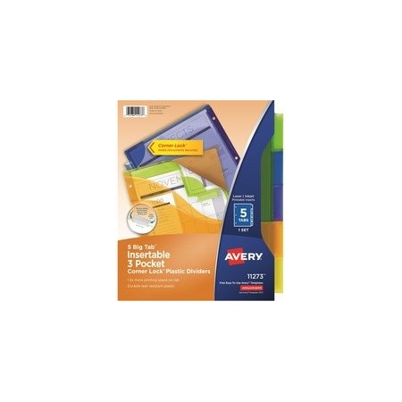 Avery Dennison Index, Divider, 3-Pocket, 5Tb, Assorted 11273