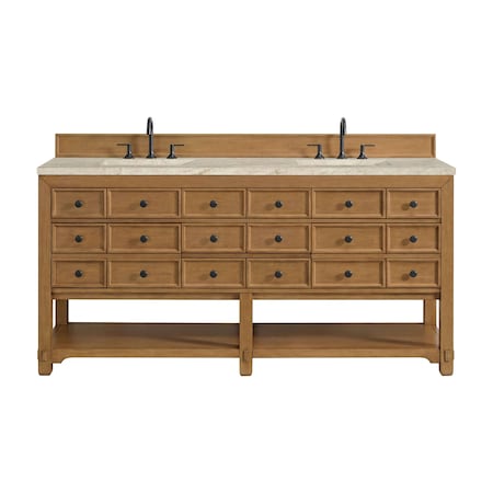 James Martin Vanities Malibu 72" Double Vanity, Amber Birch, w/ 3 CM Tajnar Eclos Top 505-V72-AMB-3TJR