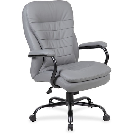 Boss Office Products Boss Big and Tall Office Chair with Arms and Pillow Top - Vinyl - High Back - Gray B991-GY