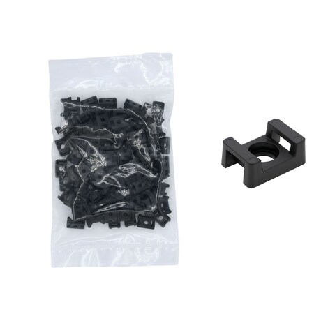 Cable Ties Unlimited Cable Tie Saddle Mount, Mounting Base, No. 8 Screw, Nylon 6/6, UV Resistant, Black, 100PK CTM8-0C