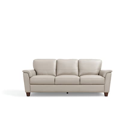 Homeroots 85" Beige Leather Sofa With Black Legs 491298