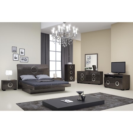 Homeroots 77 x 90 x 40 in. Eastern King Modern Gray High Gloss Bedroom Set - 4 Piece 343929