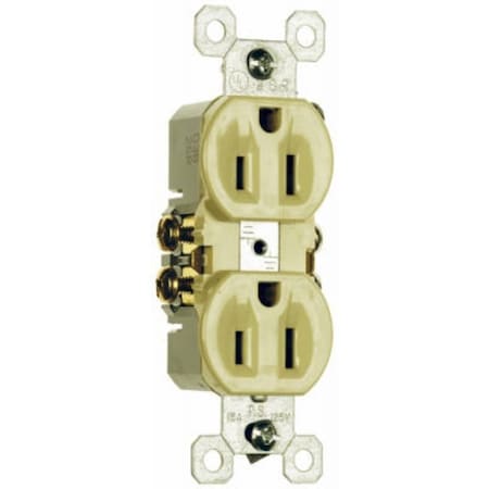 Legrand Duplex Straight Blade Receptacle, 5-15R, 15 A, 125V AC, 2 Pole, 3 Wire 3232IU