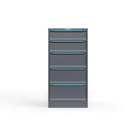 Strong Hold 5 drawer cabinet - (1x 7ft, 1x 8ft, 2x 11ft, 1x 12ft) - Blue accents - Keyed Alike S3060-PPAAS-0501FS