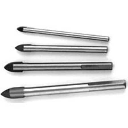Vulcan Glass and Tile Drill Bit Set, 4-Piece, Carbon Steel, Metallic Gray 456831OR